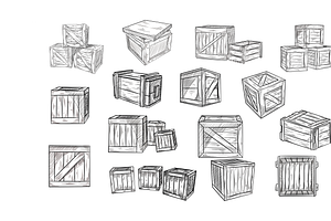 Wooden Crates Handdrawn Collection