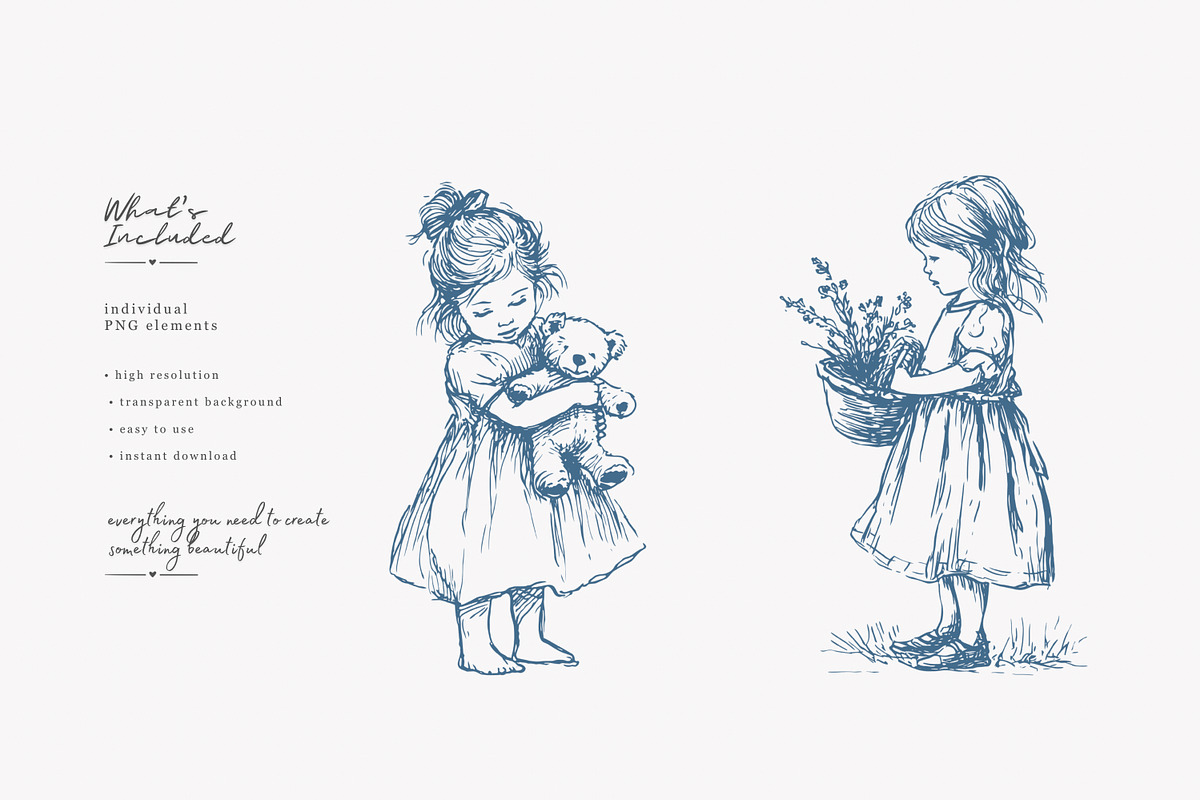 vintage children clipart collection, a Decorative Illustration by Patishop Art (Photo 5 of 8)