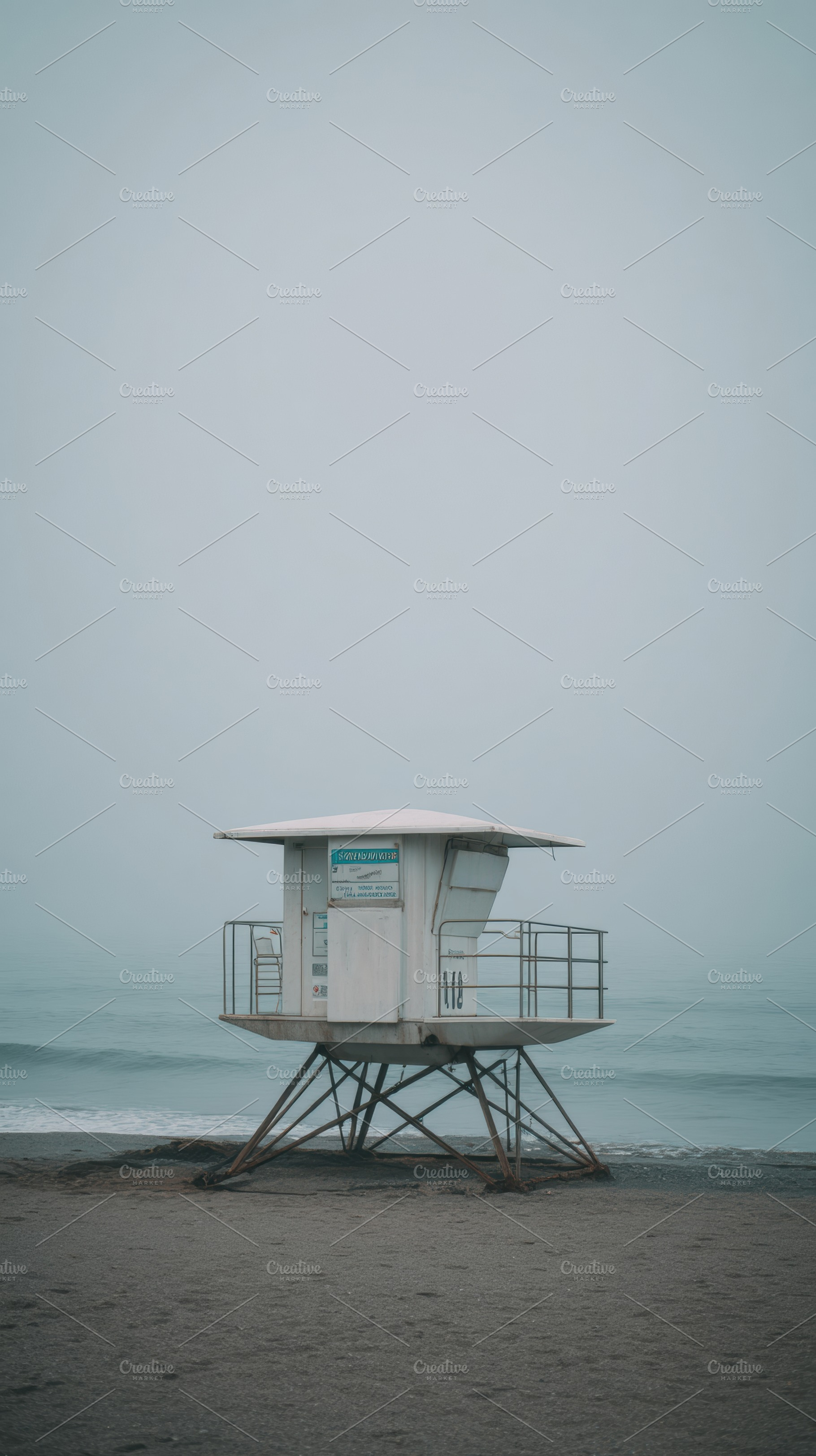 Empty lifeguard tower against sea, an Architecture Photo by Virgo Studio