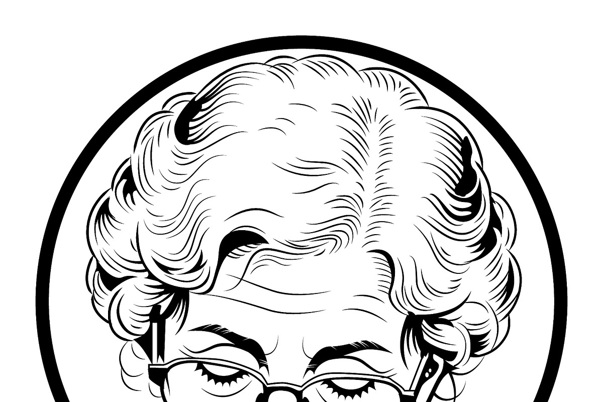 Old woman wearing glasses focused on, a Person Illustration by LogosDen (Photo 3 of 3)
