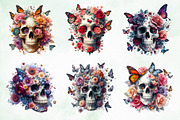 Halloween Floral Skull & Butterflies, an Illustration by Creative Art (Thumbnail 2 of 4)