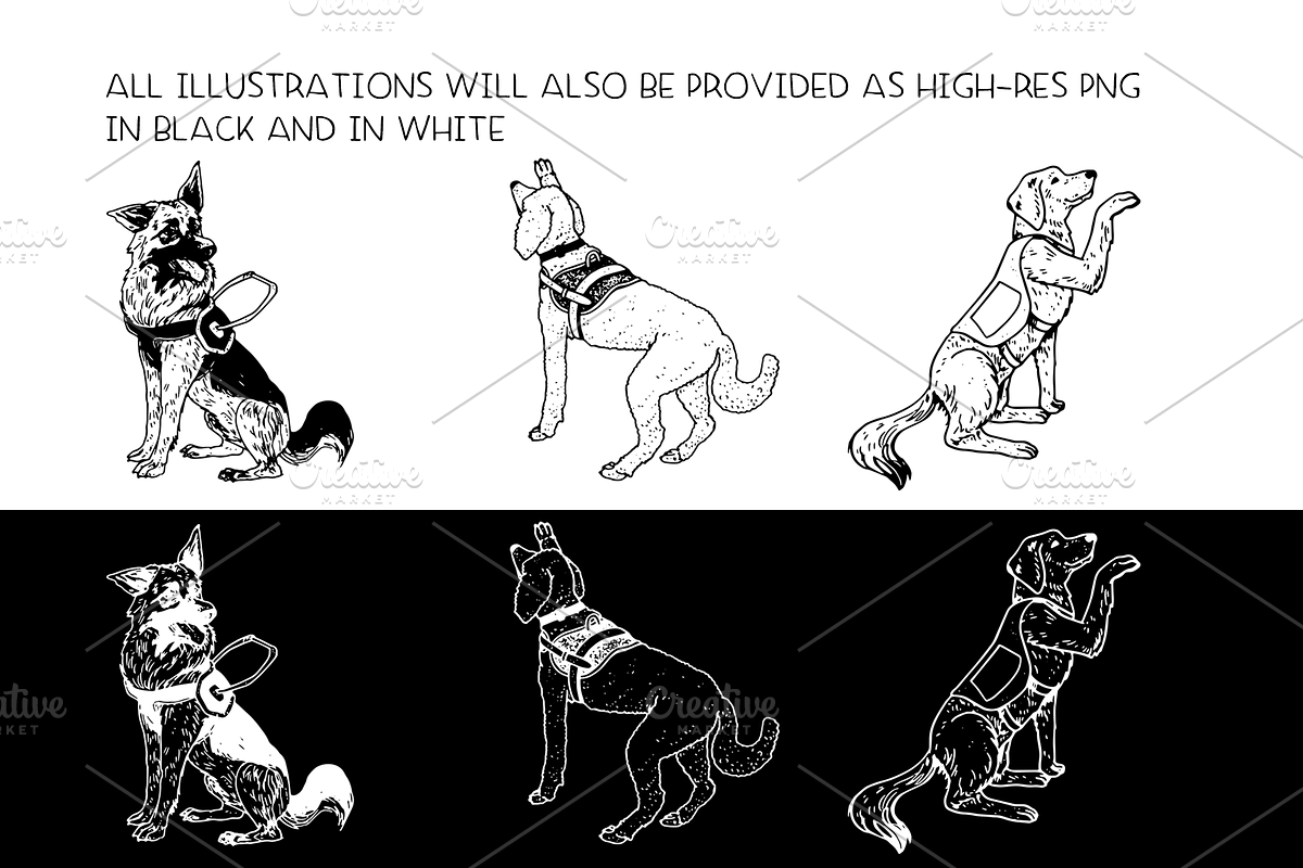 Service dogs - vector illustrations, an Animal Illustration by Renée from Studio neetje (Photo 4 of 4)