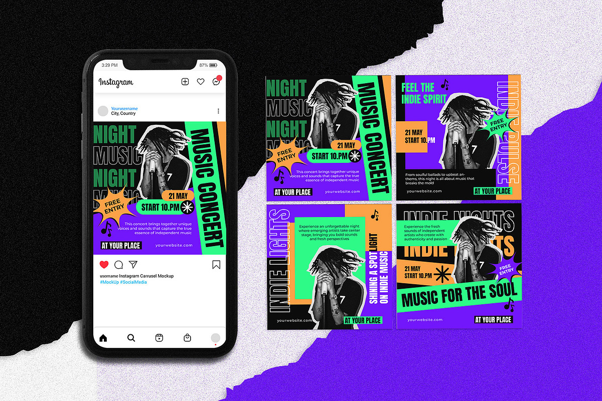 Indie Music Instagram Post Template, a Social Media Template by Artnivora.Std (Photo 2 of 2)