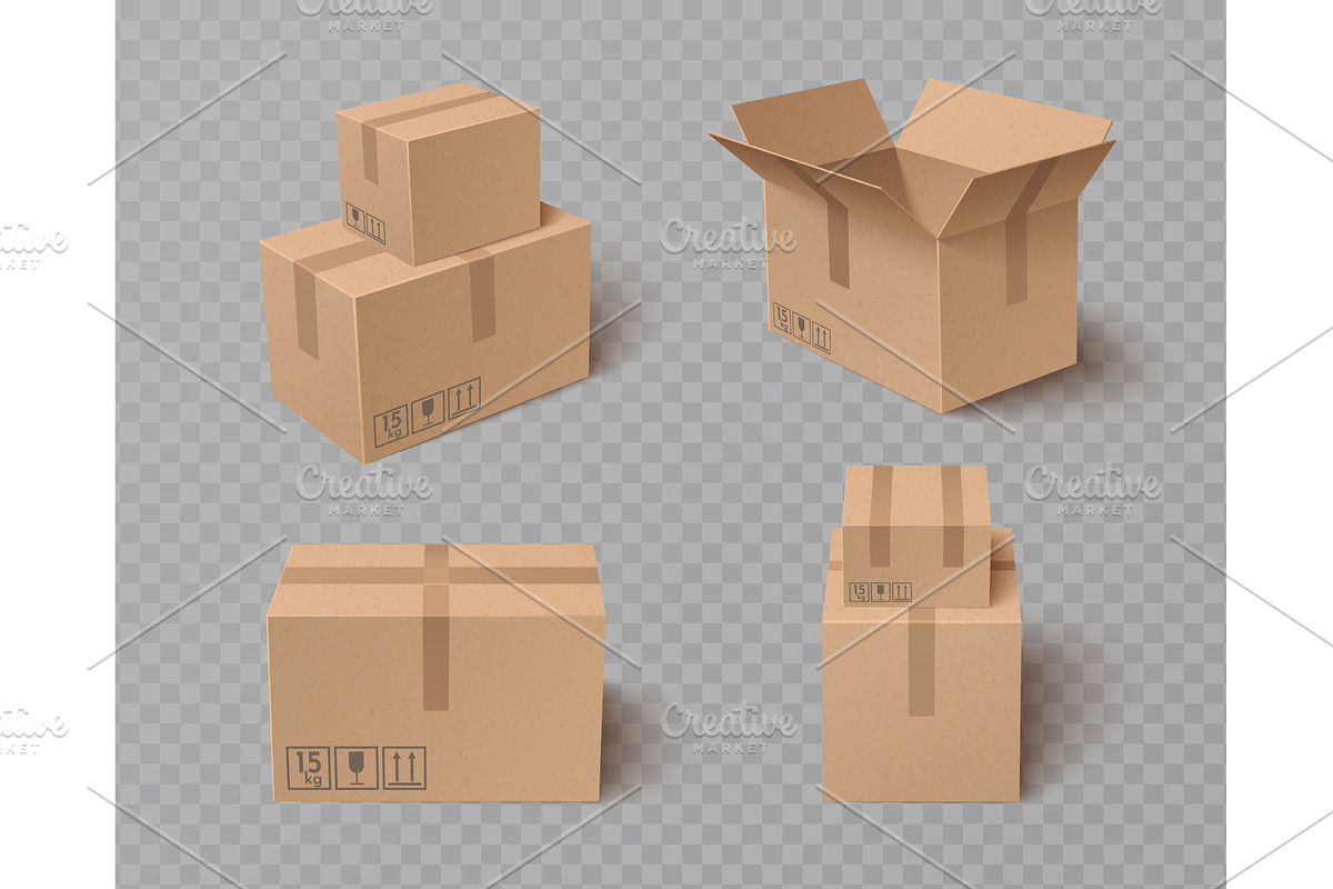 Cardboard box packages with top open, an Illustration by art PVP - market