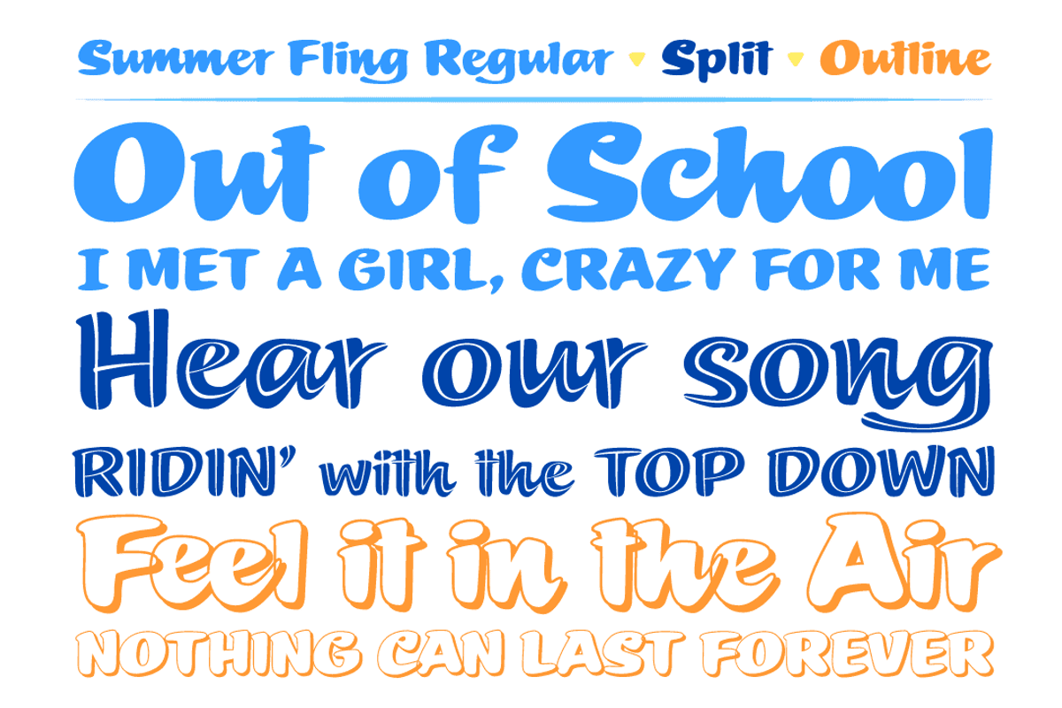 Summer Fling - brush signage font, a Script Font by Comicraft Fonts (Photo 2 of 6)