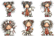 Easter Girl and Bunny Watercolor PNG, an Illustration by CraftArtStudio (Thumbnail 2 of 6)