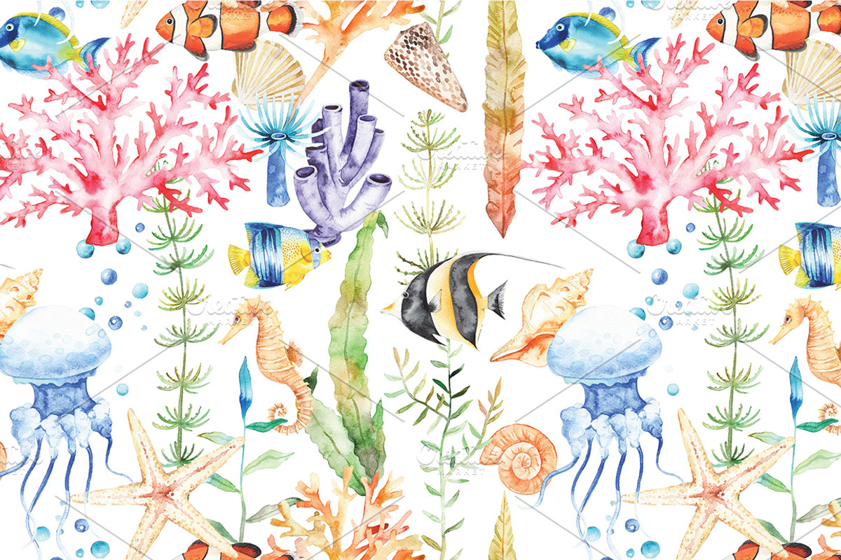 Watercolor Ocean set, an Object Illustration by artnLera (Photo 2 of 3)