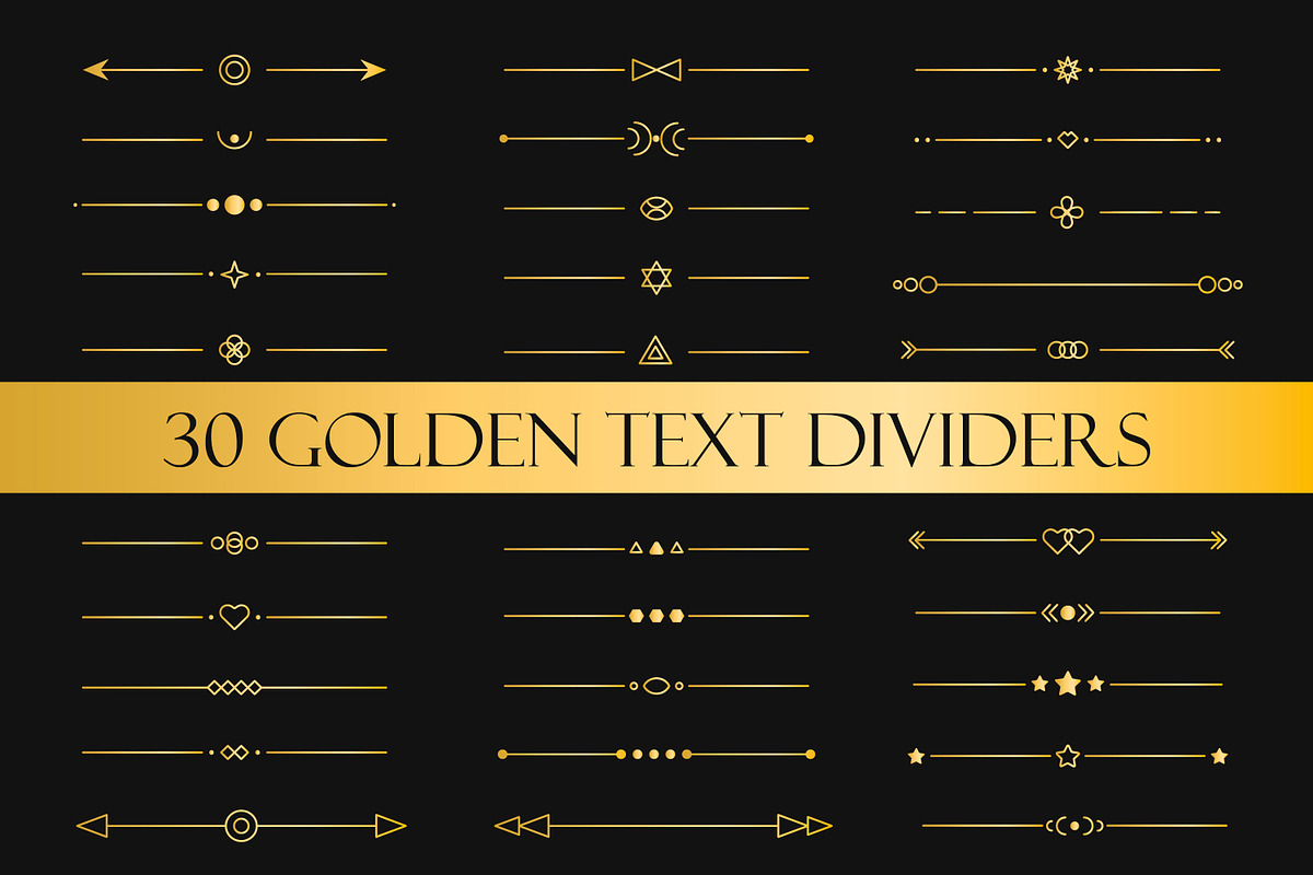 30 golden text dividers, an Object Illustration by Tati_Kli (Photo 1 of 2)