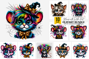 Mouse with Witch Hat PNG Bundle, a Graphic by Clipart Bloom