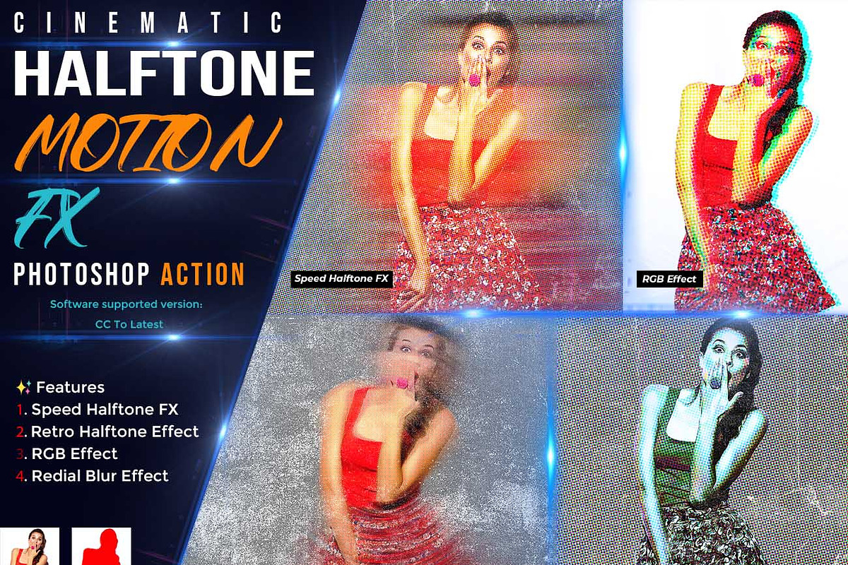 Cinematic Halftone Motion FX, an Action Add-On by Studio Retouch (Photo 1 of 13)