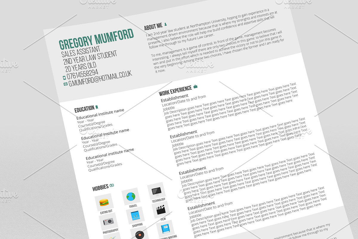 Clean Cut CV, a Resume Template by Valeur Design (Photo 3 of 4)