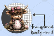 Easter Highland Cow Clipart Bundle, an Illustration by Canvas Craft (Thumbnail 2 of 6)