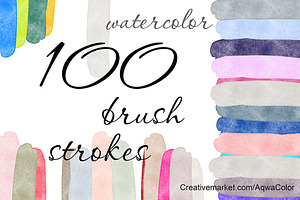 100 Watercolor Brush Strokes