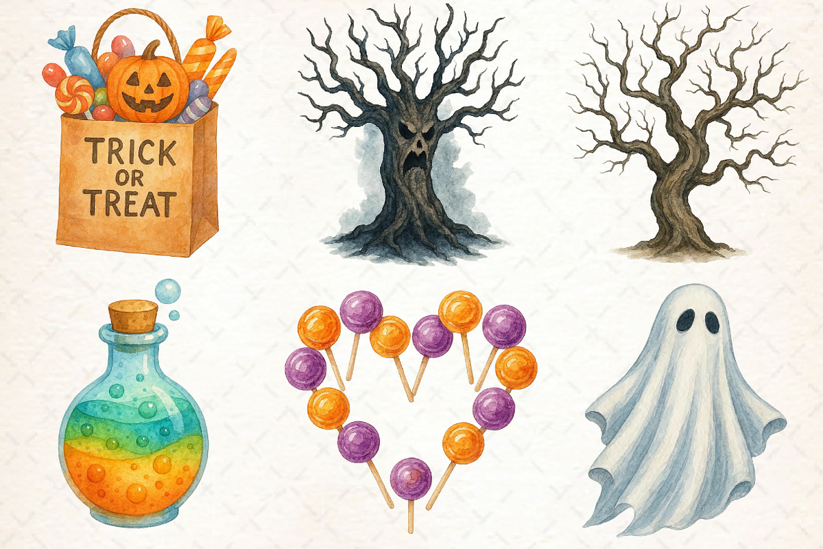 Retro Halloween Clipart Bundle, an Illustration by Libby Wishes (Photo 2 of 9)