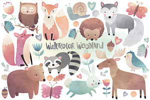 Watercolor Woodland Animals Clipart
