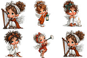 Whimsical Christmas Angel Clipart, an Illustration by DreamArtGraphic (Thumbnail 2 of 5)