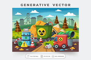 Cartoon scene shows hazardous waste, a Graphic by Iftikhar Alam