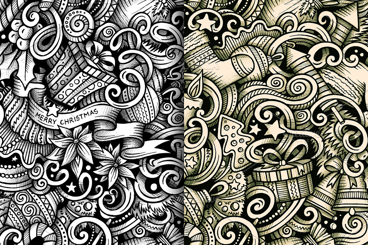 New Year Graphic Doodle Patterns, a Pattern Graphic by BALABOLKA (Photo 4 of 6)