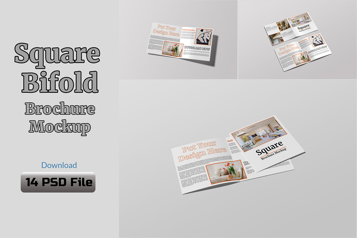 Square Bifold Brochure Mockup, a Print Template by rahmatmoscae (Photo 1 of 16)