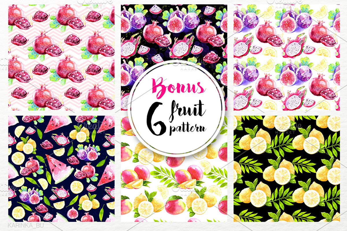 Watercolor juicy fruit Vector Set, an Object Graphic by KarinkaBU (Photo 3 of 6)