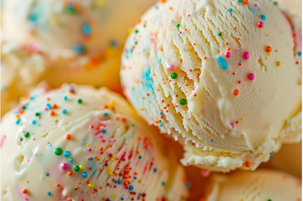 Close up of birthday cake flavor ice, a Food & Drink Photo by Lermont51