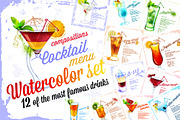 Watercolor set cocktails a cooking, a Food Illustration by Vikpit (Thumbnail 1 of 11)