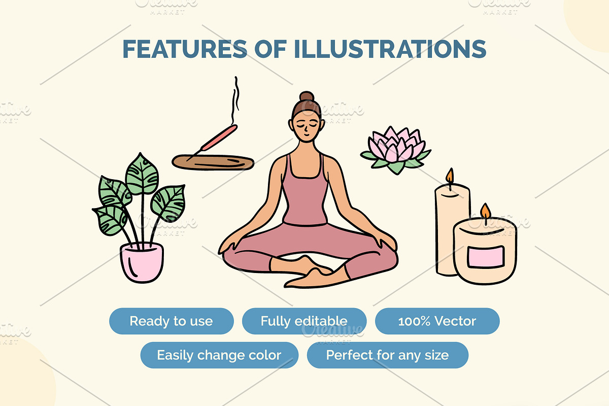 Yoga Meditation Practice Set Vector, an Object Graphic by 35lab (Photo 2 of 6)