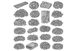 Noodle Varieties Illustration, an Object Graphic by nikagraphic