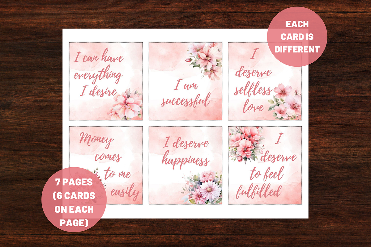 42 Positive Affirmation Cards, a Card Template by SimoDigitalArt (Photo 2 of 6)