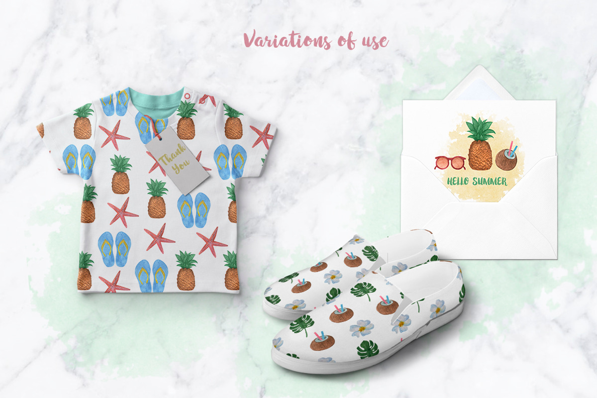 Watercolor Sea Vintage set, an Illustration by kate_illustration (Photo 4 of 4)