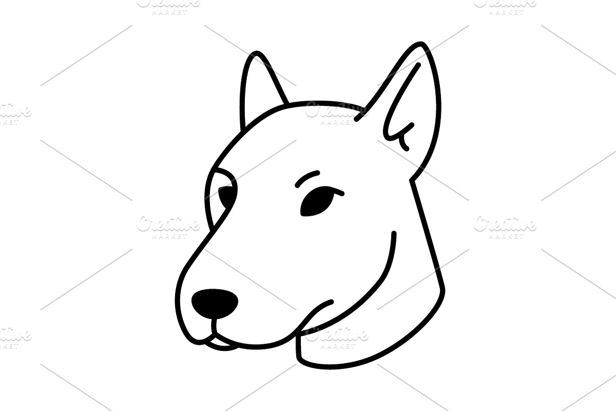 Strong bull terrier dog with pointed, an Animal Illustration by GraphiShop