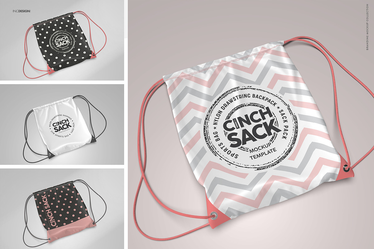 Drawstring BackpackCinch Sack Mockup, a Packaging Mockup by INCDesign (Photo 5 of 6)