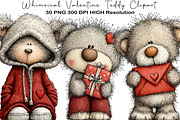 Whimsical Valentine Teddy Clipart, an Illustration by Black Bird Studio (Thumbnail 1 of 6)