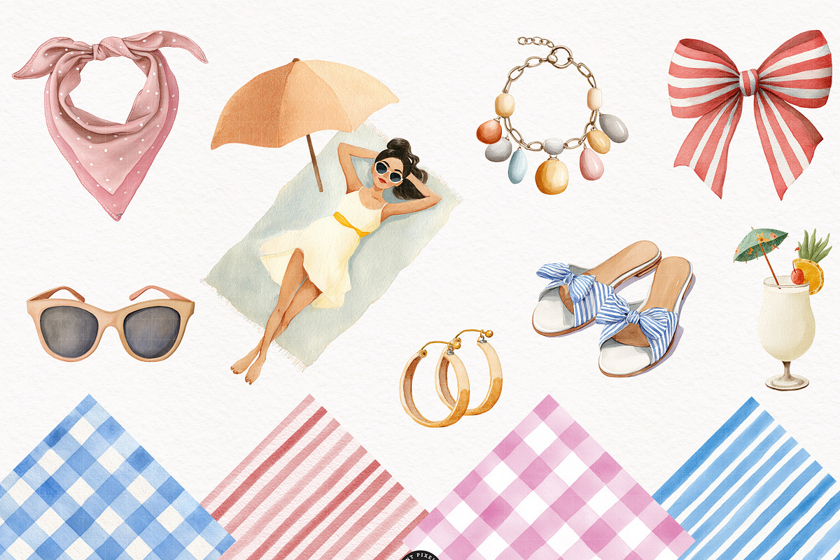 Mediterranean Summer Clipart Bundle, a Person Illustration by PaintPixelCo (Photo 6 of 15)