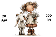 Whimsical Floral Girl and Baby Goat, an Animal Illustration by GiraffeCreative (Thumbnail 20 of 20)