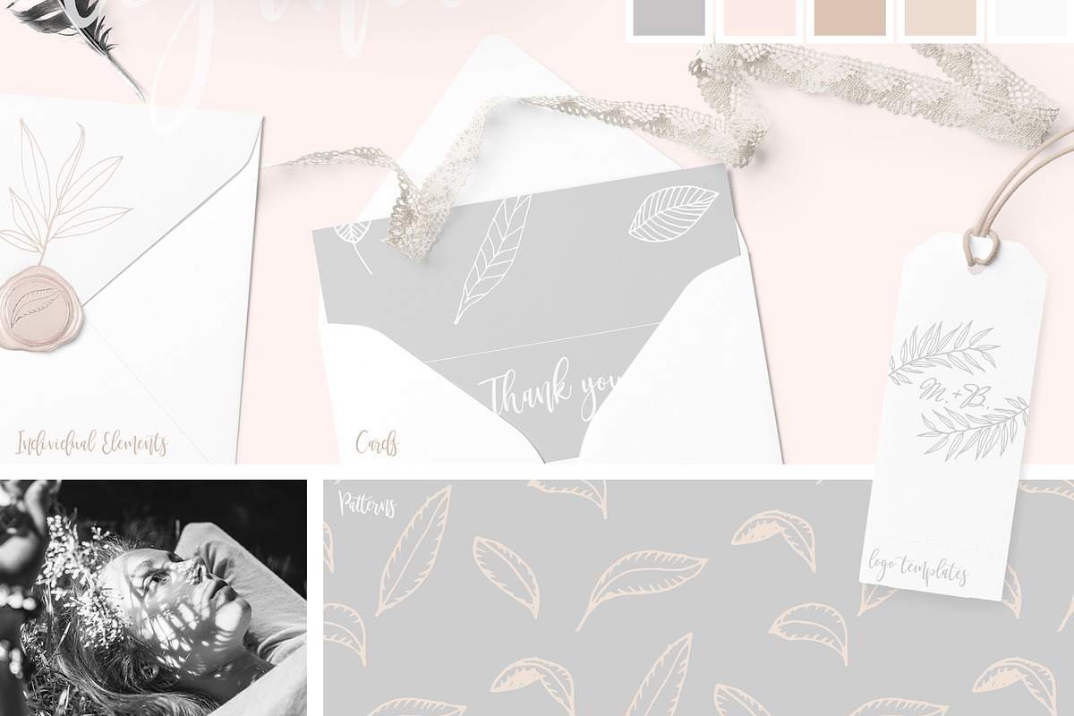 Romantic Leaves Collection, a Pattern Graphic by Youandigraphics (Photo 3 of 19)