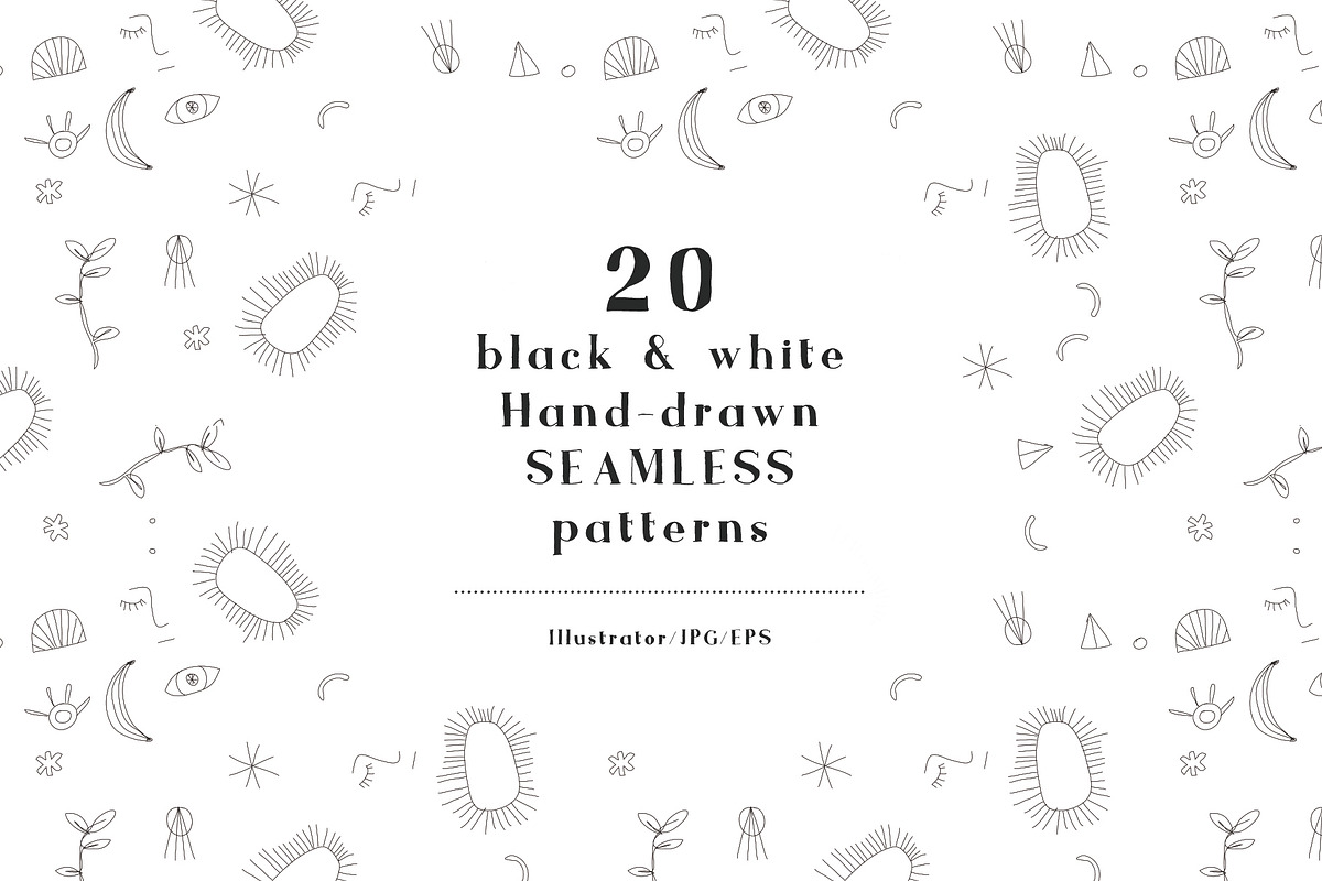 20 B&W hand drawn SEAMLESS PATTERNS, a Pattern Graphic by Studio.lize (Photo 1 of 16)