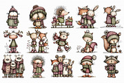 Whimsical Winter Animals Clipart, an Illustration by Libby Wishes (Thumbnail 2 of 7)