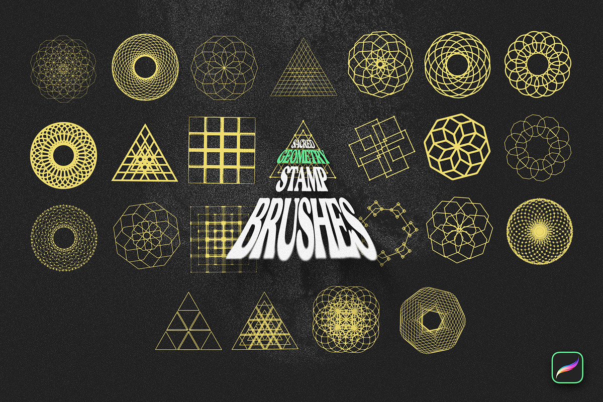 Sacred Geometry Procreate Stamps, a Brush Add-On by Layerform Design Co.