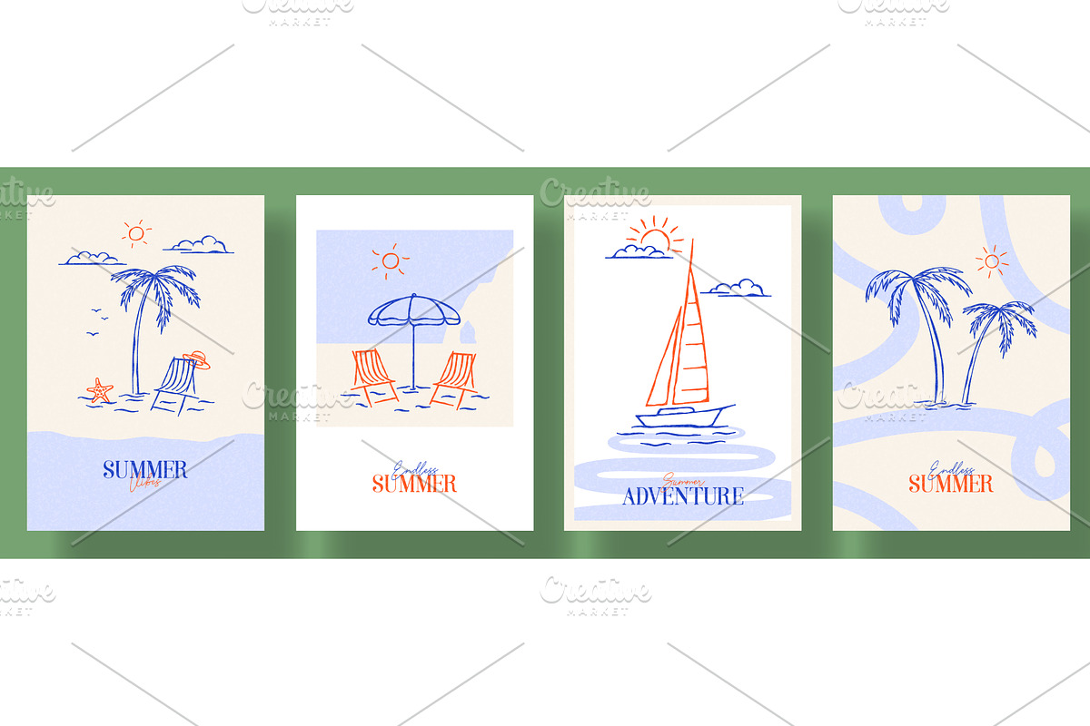 Set of Summer Vacation posters, an Illustration by Andrey Yaroslavtsev