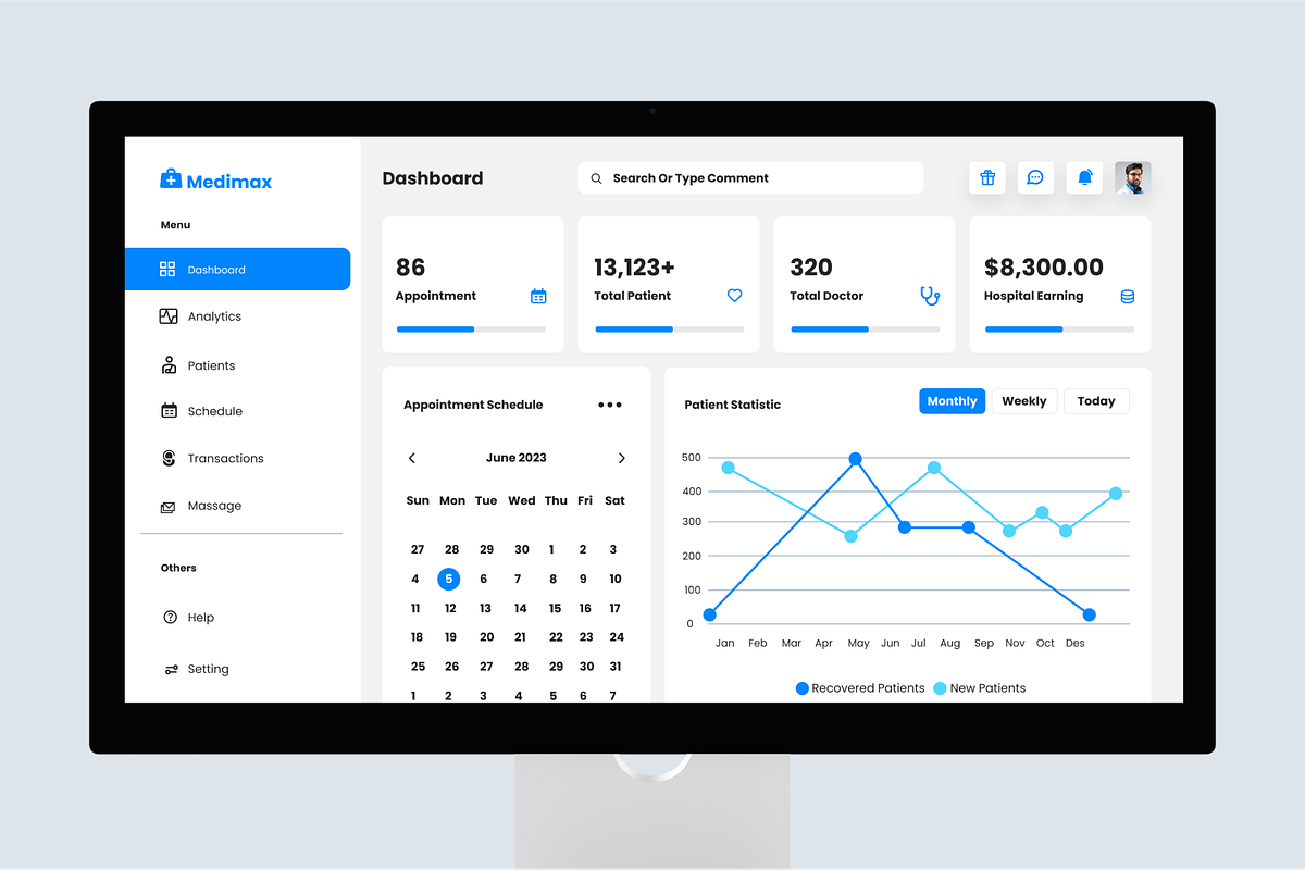Hospital Management Admin Dashboard, an UI Kit Template by Annora Studio (Photo 5 of 6)