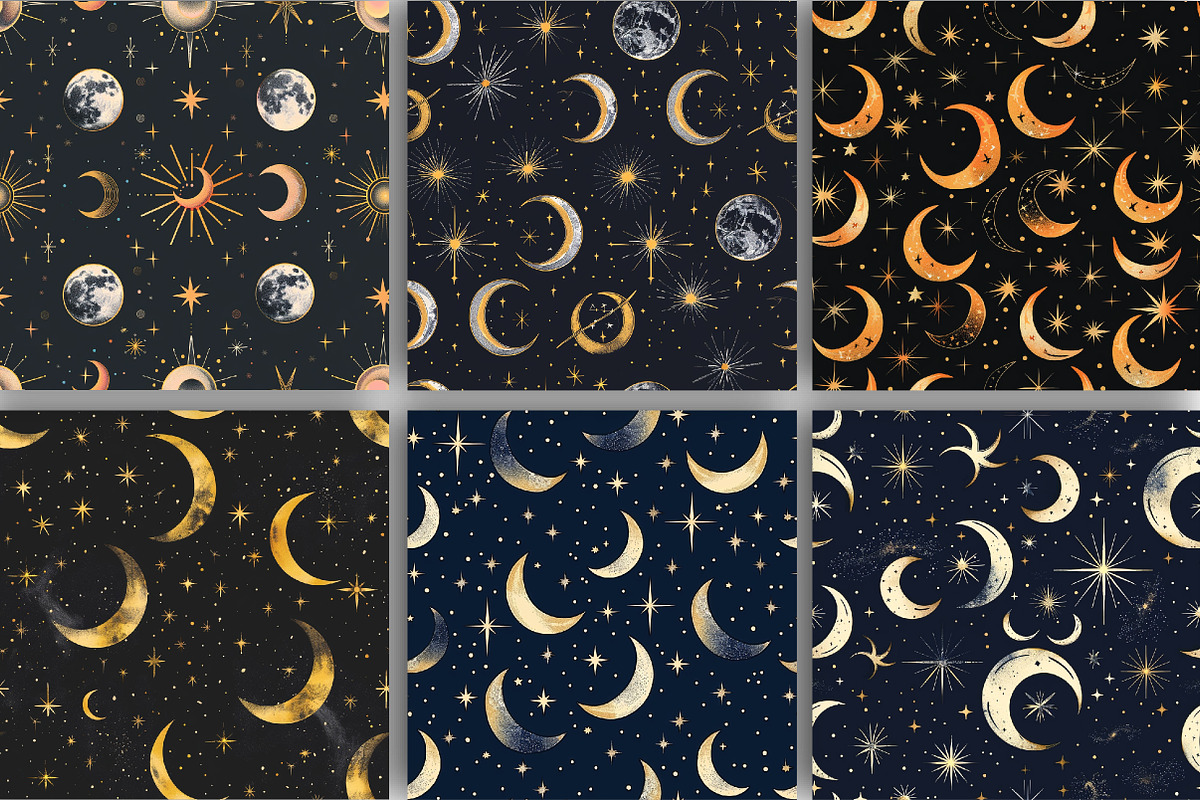 Mystical Celestial Pattern, a Background Graphic by DreamCafeArt