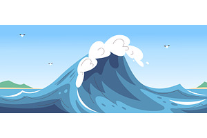 Big wave surf background. Ocean sea, an Illustration by Stock-Smart-Start