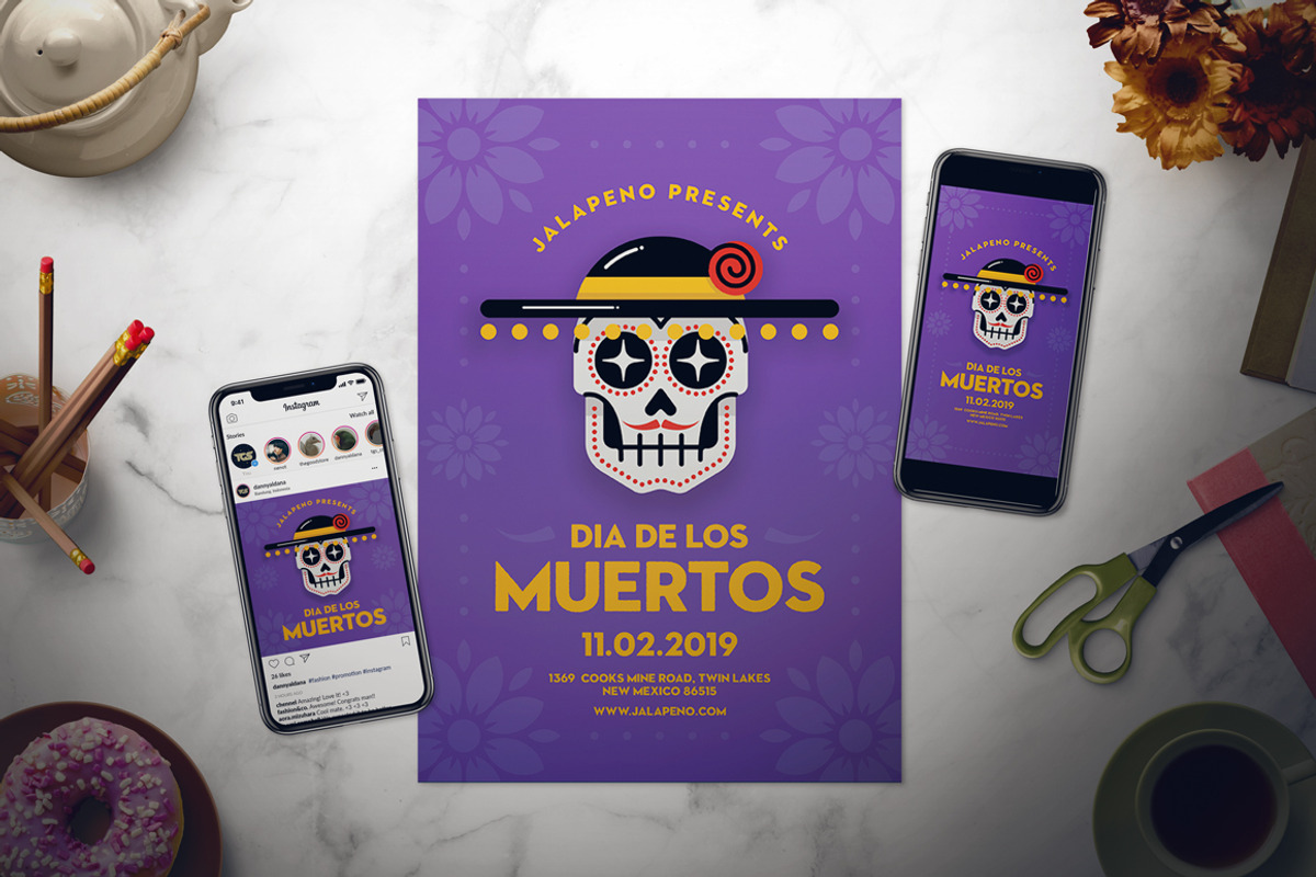 Dia De Los Muertos Flyer Set, a Flyer Template by The Good Store (Photo 1 of 2)