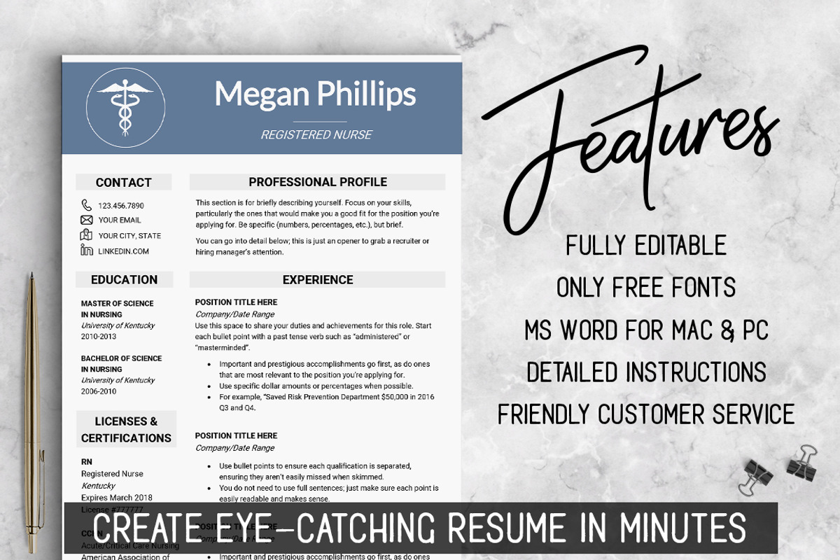 Medical Resume Template //, a Resume Template by LevelUpResume (Photo 2 of 5)