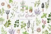 Watercolor HERB GARDEN Clipart, a Decorative Illustration by Beigetime (Thumbnail 1 of 8)