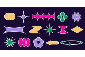 Set of colorful y2k style shapes and, an Object Illustration by art PVP - market