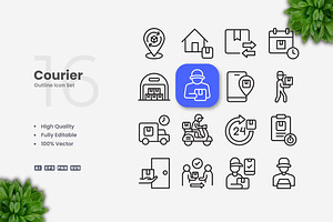 Courier Outline Icons, an Outline Icon by Upnowgraphic
