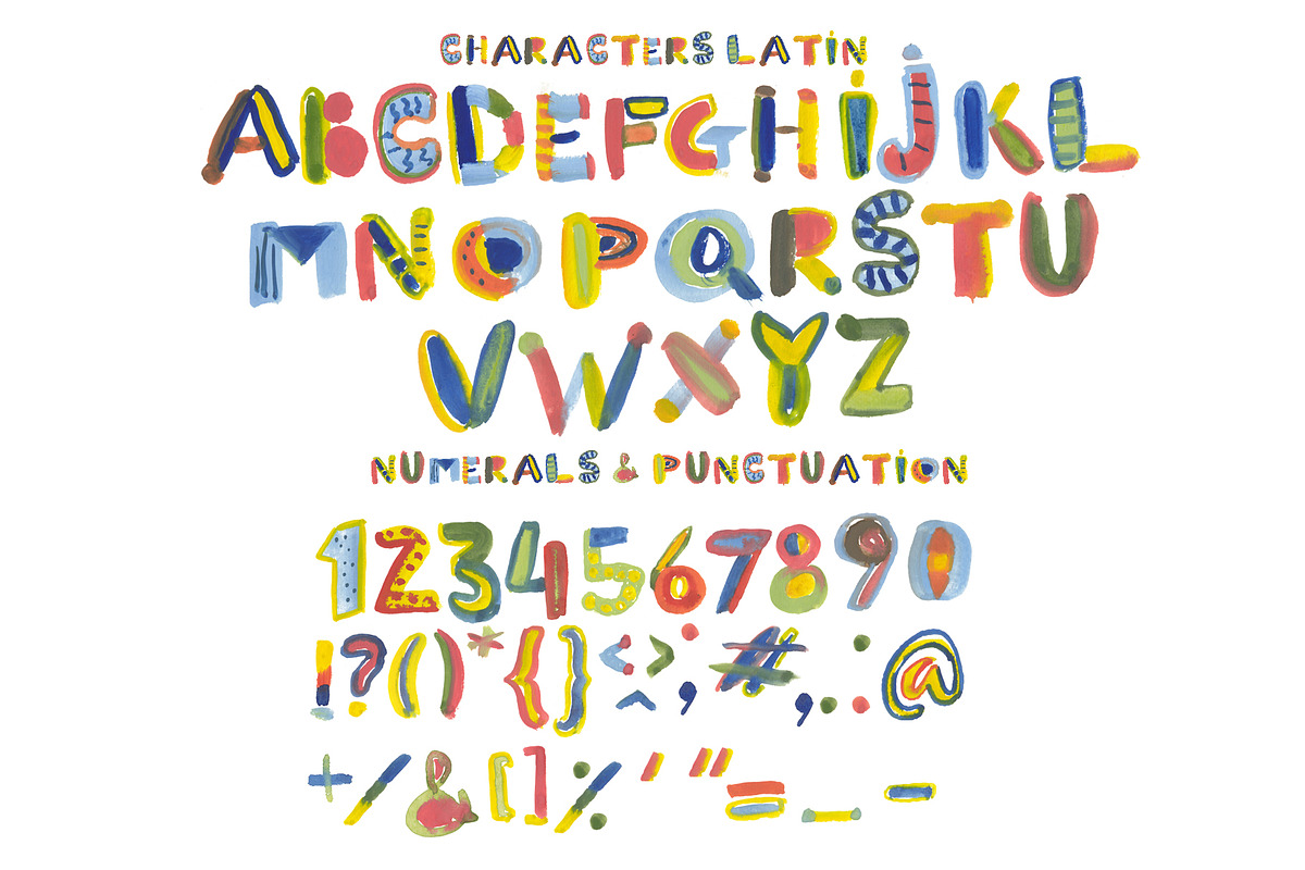 BRIGHT GOUACHE bitmap color font preview 2