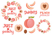 Peach set vector flat style, a Food Illustration by Whimsy Brush Studio (Thumbnail 2 of 9)